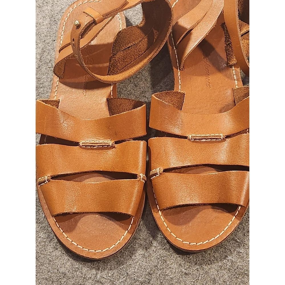 Tommy Bahama Sandals Shoes Womens Size 7 Brown Leather Strappy Ankle Buckle Flat - Picture 5 of 8